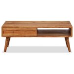 vidaXL Table basse Bois massif avec tiroir sculpté 100x50x40 cm