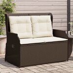vidaXL Banc inclinable de jardin avec coussins marron résine tressée