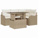 vidaXL Ensemble de canapé de jardin 5 Pièces Beige 100 x 55 x 73 cm