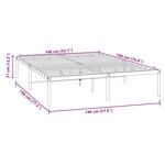 vidaXL Cadre de lit métal sans matelas noir 140x190 cm