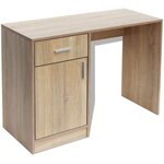 Bureau table meuble travail informatique avec tiroir et placard 100 cm chêne 0502110