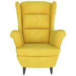 vidaXL Fauteuil à oreilles avec tabouret jaune moutarde velours
