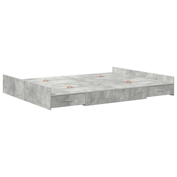 vidaXL Cadre de lit avec rangement avec tiroir Gris béton 140 x 190 cm