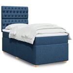 vidaXL Sommier à lattes de lit avec matelas Bleu 90x200 cm Tissu