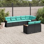 vidaXL Salon de jardin 8 Pièces avec coussins noir résine tressée