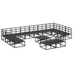 vidaXL Ensemble de canapé de jardin avec coussin 13 Pièces Noir Aluminium