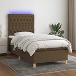 vidaXL Sommier à lattes de lit et matelas et LED Marron foncé 90x200cm