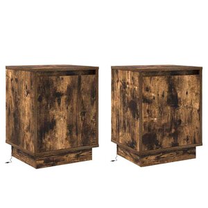 vidaXL Cabinet de chevet avec 2 Pièces Chêne fumé 39 x 34.5 x 50 cm