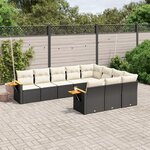 vidaXL Salon de jardin 10 Pièces avec coussins noir résine tressée