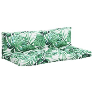 vidaXL Coussins de palette lot de 2 motif de feuilles tissu