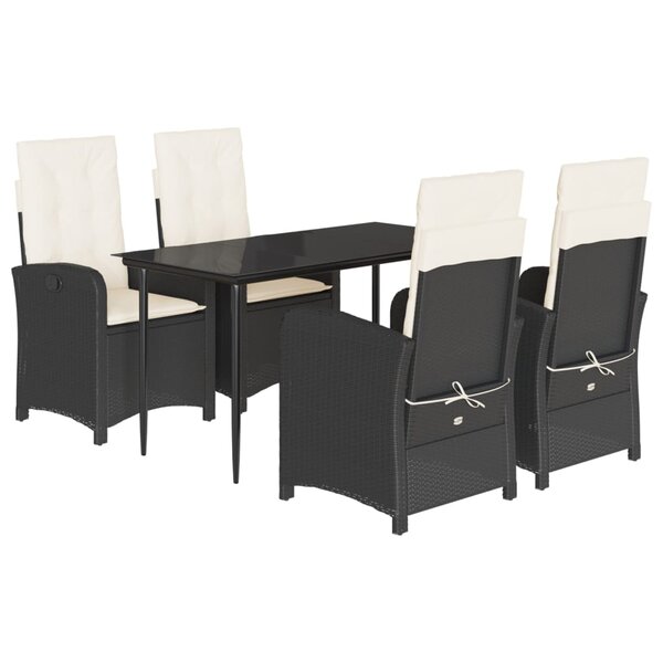 vidaXL Ensemble à manger de jardin coussins 5Pièces Noir Résine tressée