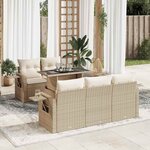 vidaXL Salon de jardin avec coussins 6 Pièces beige résine tressée
