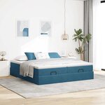 vidaXL Cadre de lit ottoman avec matelas bleu foncé 200x200 cm velours