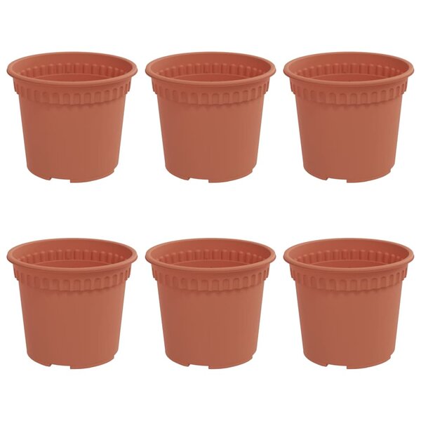vidaXL Pot à fleurs rond 6 Pièces Rouge brique Ø 12 5 x 10 cm Plastique