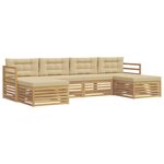 vidaXL Ensemble de canapés d'extérieur 6 pc Blanc et Beige