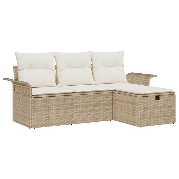 vidaXL Ensemble de canapés de jardin 4 pièces avec coussins beige en rotin synthétique