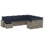vidaXL Salon de jardin 10 Pièces avec coussins gris résine tressée