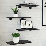vidaXL Étagère à livres 4 Pièces Noir 40 x 20 x 1.5 cm Bois d'ingénierie