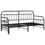 vidaXL Cadre de lit de jour Noir 90 x 200 cm Acier enduit de poudre