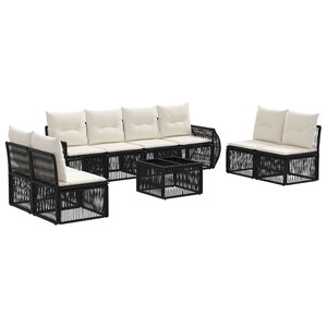 vidaXL Ensemble de canapé de jardin 9 Pièces Noir et blanc crème