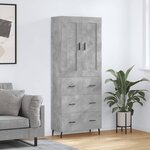 vidaXL Buffet haut Gris béton 69 5x34x180 cm Bois d'ingénierie