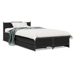 vidaXL Cadre de lit avec tiroirs noir 75x190 cm bois d'ingénierie