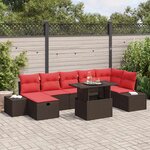 vidaXL Ensemble de canapé de jardin 8 Pièces Marron polyrotin