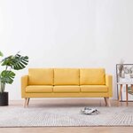 vidaXL Canapé à 3 places Tissu Jaune