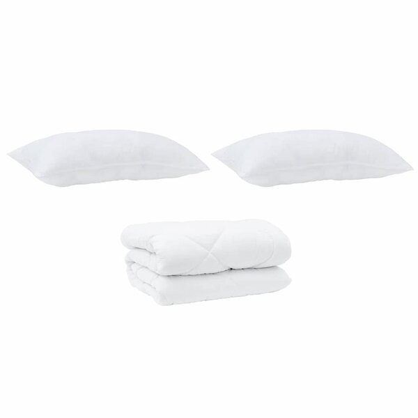 vidaXL Duvet d'hiver avec oreiller 3 Pièces Blanc 260 x 220 cm Microfibre