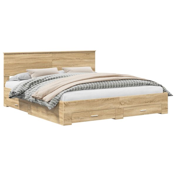 vidaXL Cadre de lit Chêne Sonoma 200 x 200 cm Bois d'ingénierie