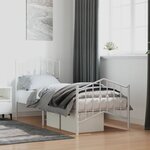 vidaXL Cadre de lit métal sans matelas avec pied de lit blanc 75x190cm