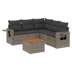 vidaXL Salon de jardin 6 Pièces avec coussins gris résine tressée