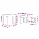 vidaXL Table Gigogne 3 Pièces Chêne noir 61 x 30 x 50 cm
