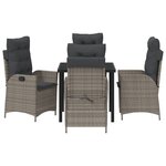 vidaXL Ensemble de 5 Chaises de Jardin avec Coussins Gris Poly Rattan