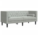 vidaXL Canapé Chesterfield avec traversins 2 places gris clair velours