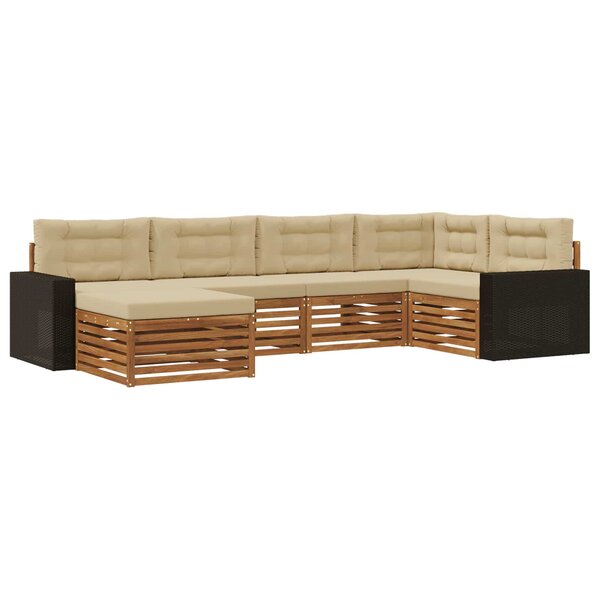 vidaXL Ensemble de canapés d'extérieur 6 Pièces Naturel et Beige