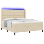 vidaXL Lit à ressort LED avec matelas Crème 180 x 200 cm tissu