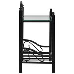 vidaXL Table de chevet Acier et verre trempé 45 x 30 5 x 60 cm Noir
