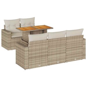 vidaXL Salon de jardin avec coussins 6 Pièces beige résine tressée