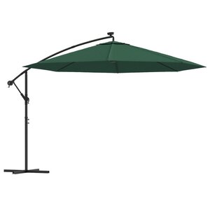 vidaXL Parasol de jardin en porte-à-feux et lumières LED mât en métal