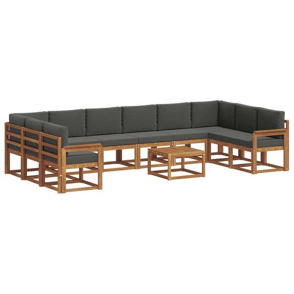 vidaXL Ensemble de canapés d'extérieur 11 pc Naturel et Anthracite