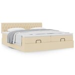 VidaXL Cadre de lit ottoman avec matelas crème 200x200cm tissu