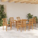 Set de salle à manger jardin vidaXL 7 pièces en bois massif teck