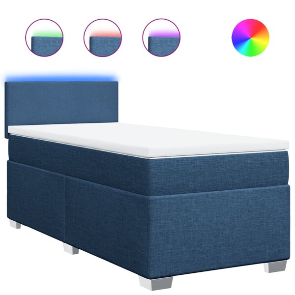 vidaXL Sommier à lattes de lit avec matelas Bleu 90x190 cm Tissu
