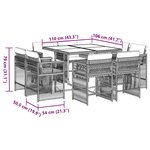 vidaXL Ensemble à manger de jardin et coussins 9 Pièces marron poly rotin