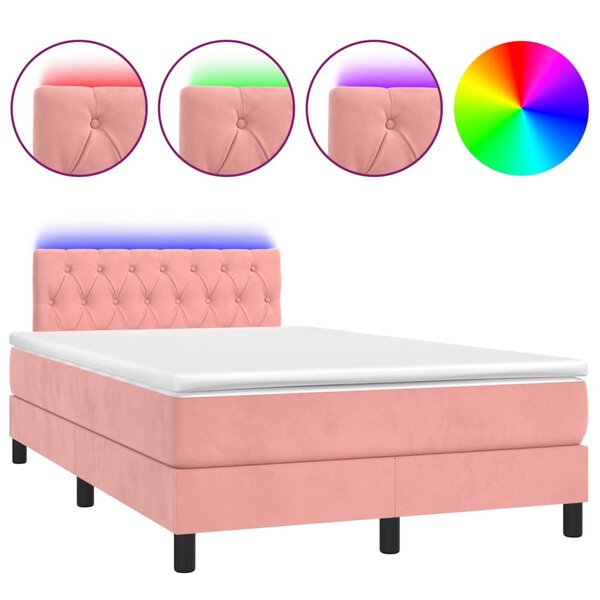 vidaXL Sommier à lattes de lit avec matelas et LED Rose 120x200cm