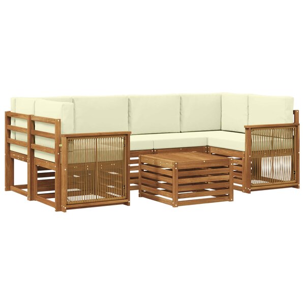 vidaXL Ensemble de canapés d'extérieur 7 pc Naturel et Crème