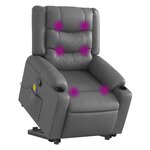 vidaXL Fauteuil inclinable de massage Gris Similicuir