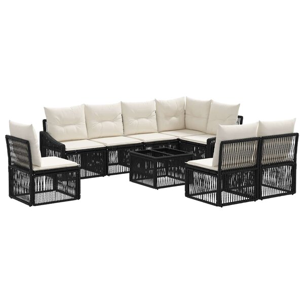 vidaXL Ensemble de canapé de jardin 9 Pièces Noir polyrotin