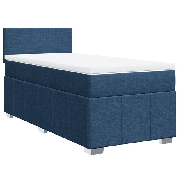 vidaXL Sommier à lattes de lit avec matelas Bleu 90x190 cm Tissu